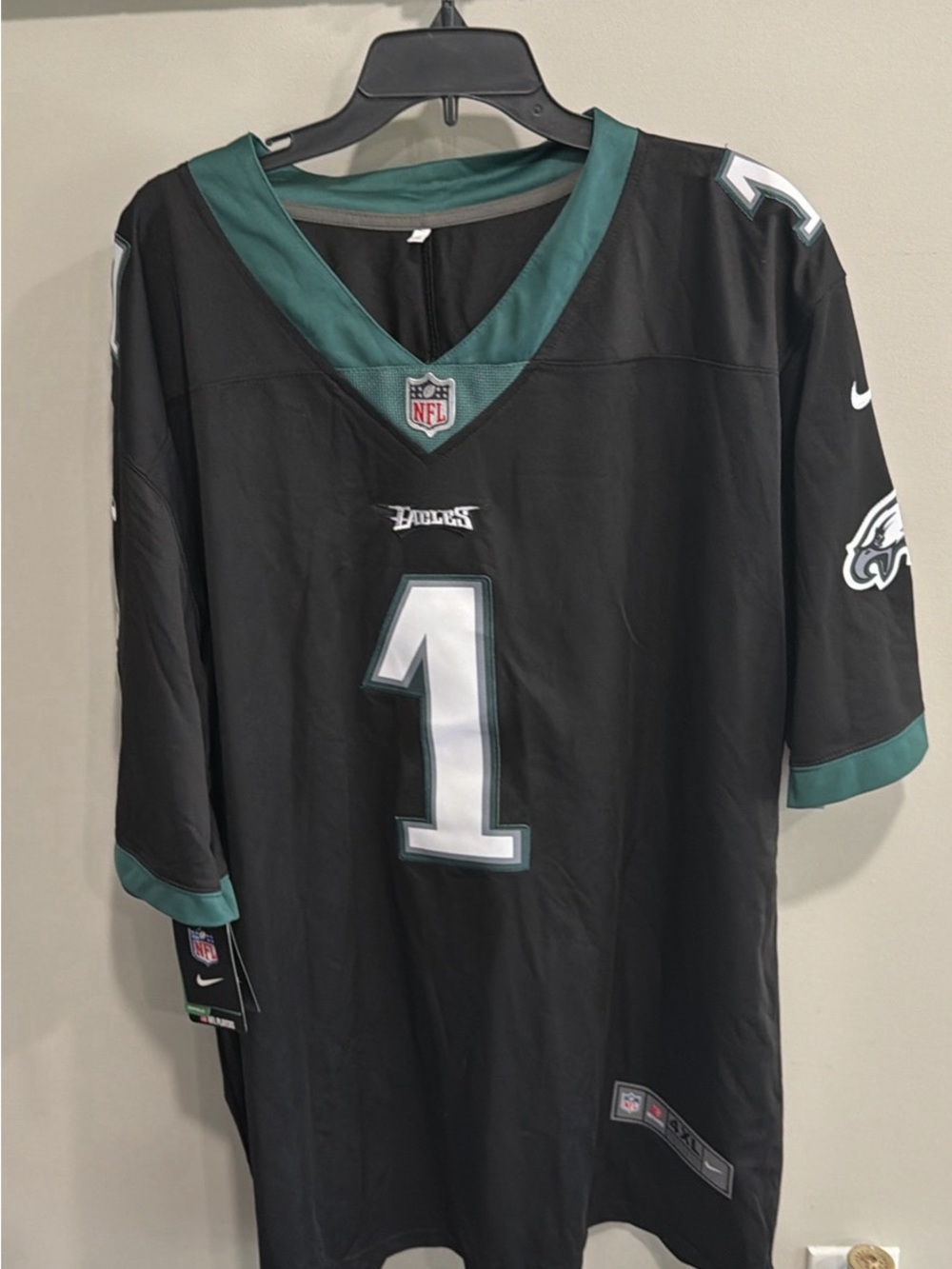 NFL Philadelphia Eagles #1 Black Jersey with Midnight Green Trim